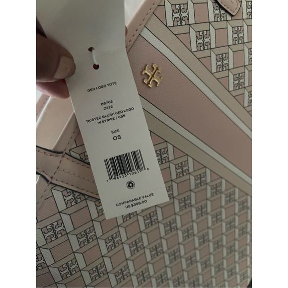 New Tory Burch geo logo monogram pattern allover pink - Picture 7 of 12